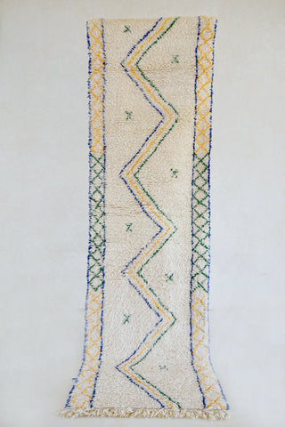 AZILAL. 9'4''x2'10'' Vintage Moroccan Runner Rug. Modern Design.