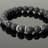 Men Women Lava Rock Bracelet 925 Sterling Silver Spacers DiyNotion Handmade BR1006
