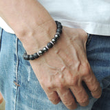 Men Women Lava Rock Hematite Bracelet 925 Sterling Silver Spacers DiyNotion Handmade BR1011