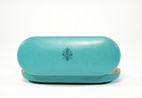 Leather Glasses Slim Case Teal Hard Eyeglasses Case Sunglass Case Italian Leather Glasses Case Gift For Him and Her Made in Italy