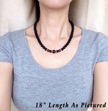 Men's Women Matte Black Onyx Red Tiger Eye Necklace 925 Sterling Silver Spacers Clasp DiyNotion Handmade NK164