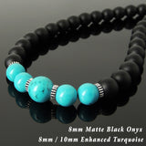 Men's Women Matte Black Onyx Turquoise Necklace 925 Sterling Silver Spacers Clasp DiyNotion Handmade NK165