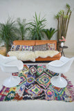 BOUCHEROUITEL. Vintage Moroccan Rug. Wool Boucherouite Carpet. Modern Design.