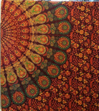 Red Mandala flat sheet/tapestry/Boho beach Roundie/Mandala Roundie/Beach Roundie Towel/Mandala Couch Throw/Beach Throw/Boho Roundie