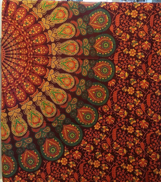 Red Mandala flat sheet/tapestry/Boho beach Roundie/Mandala Roundie/Beach Roundie Towel/Mandala Couch Throw/Beach Throw/Boho Roundie