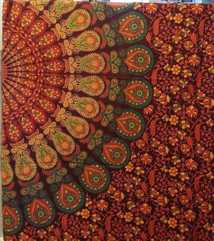 Red Mandala flat sheet/tapestry/Boho beach Roundie/Mandala Roundie/Beach Roundie Towel/Mandala Couch Throw/Beach Throw/Boho Roundie