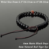 Men's Women Matte Black Onyx Red Tiger Eye Adjustable Braided Bracelet DiyNotion Handmade BR1051
