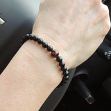 Men's Women Matte Black Onyx Red Tiger Eye Adjustable Braided Bracelet DiyNotion Handmade BR1051