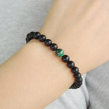 Men's Women Matte Black Onyx Malachite Adjustable Braided Bracelet DiyNotion Handmade BR1052