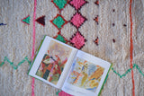 Azilal . Vintage Moroccan Rug. Wool Boucherouite Carpet. Modern Design.