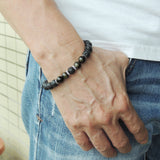 Men Women Lava Rock Golden Obsidian Bracelet 925 Sterling Silver Spacers DiyNotion Handmade BR1012