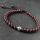 Men's Women Garnet Adjustable Braided Bracelet Tibetan Silver Cross Bead DiyNotion T286