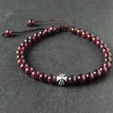 Men's Women Garnet Adjustable Braided Bracelet Tibetan Silver Cross Bead DiyNotion T286