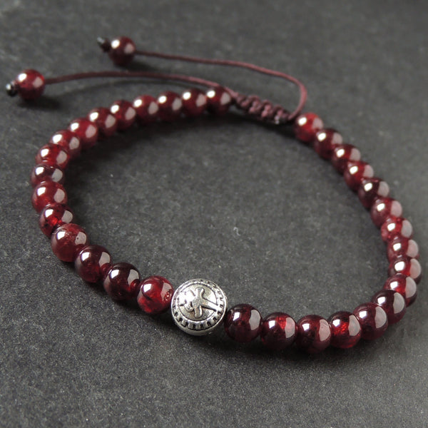 Men's Women Garnet Adjustable Braided Bracelet Tibetan Silver Protection Bead DiyNotion T289