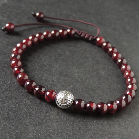 Men's Women Garnet Adjustable Braided Bracelet Tibetan Silver Protection Bead DiyNotion T289