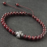Men's Women Garnet Adjustable Braided Bracelet Tibetan Silver Cross Bead DiyNotion T290
