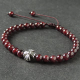 Men's Women Garnet Adjustable Braided Bracelet Tibetan Silver Cross Bead DiyNotion T290