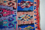 Boucherouite. Vintage Moroccan Rug. Wool Boucherouite Carpet. Modern Design.