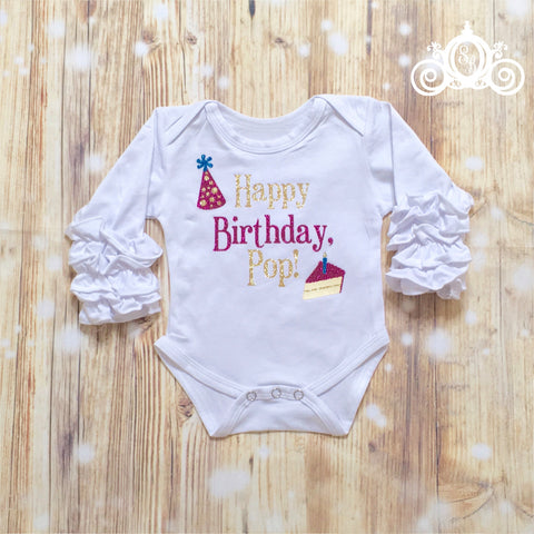 Happy Birthday Custom Ruffle Shirt Personalized Shirt Girl Baby Toddler Shirt