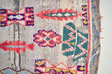BOUCHEROUITE . Vintage Moroccan Rug. Wool Boucherouite Carpet. Modern Design.