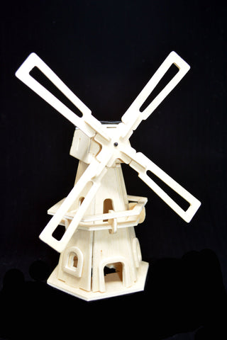 Wooden Puzzle 3D Solar Power Energy Windmill Spinning Puzzle 3D Wooden Jigsaw Puzzle Toy DIY Wooden 3D Puzzle Educational Toy Gift for Boy