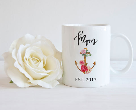 Coffee Mug For Mom, Mothers Day Gift, Mom Mug, Mug For Mom, Pregnancy Reveal, Gift For New Mom, Baby Announcement, Coffee Mug With Anchor