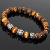 Men's Women Brown Tiger Eye Tibetan Silver Bracelet OM Beads DiyNotion Handmade T298