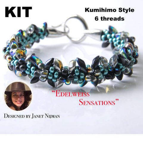 Kumihimo kit incl pattern tutorial 6 threads  Edelweiss Sensations bracelet Kumihimo Style
