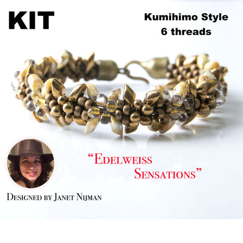 Kumihimo kit incl pattern tutorial 6 threads  Edelweiss Sensations bracelet Kumihimo Style