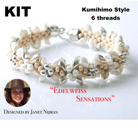 Kumihimo kit incl pattern tutorial 6 threads  Edelweiss Sensations bracelet Kumihimo Style