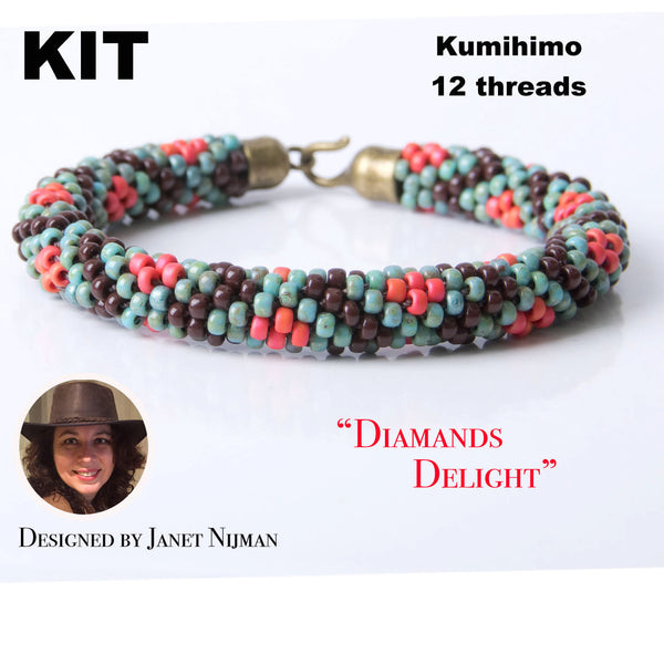 KIT Kumihimo pattern and tutorial 12 strands bracelet