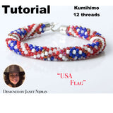 Kumihimo pattern tutorial 12 Strand USA Flag