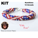 Kumihimo KIT pattern tutorial 12 Strand USA Flag bracelet