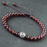 Men's Women Garnet Adjustable Braided Bracelet Tibetan Silver Round Bead DiyNotion T291