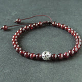 Men's Women Garnet Adjustable Braided Bracelet Tibetan Silver Round Bead DiyNotion T291