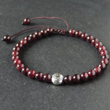 Men's Women Garnet Adjustable Braided Bracelet Tibetan Silver Lotus Bead DiyNotion T293
