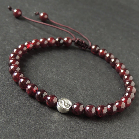 Men's Women Garnet Adjustable Braided Bracelet Tibetan Silver Tai Chi Bead DiyNotion T295