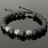 Men's Women Lava Rock Adjustable Braided Bracelet Tibetan Silver OM Buddhism Beads DiyNotion T340