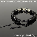 Men's Women Bright Black Onyx Adjustable Braided Bracelet Tibetan Silver OM Buddhism Beads DiyNotion T341
