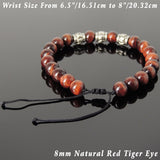 Men's Women Red Tiger Eye Adjustable Braided Bracelet Tibetan Silver OM Buddhism Beads DiyNotion T342