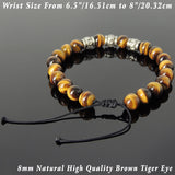 Men's Women Brown Tiger Eye Adjustable Braided Bracelet Tibetan Silver OM Buddhism Beads DiyNotion T343