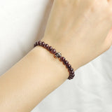 Men's Women Garnet Adjustable Braided Bracelet 925 Sterling Silver Cross Bead DiyNotion BR1015