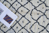 AZILAL. 11'9"x4'7" Vintage Moroccan Rug. Wool Beni Ourain Carpet. Modern Design.