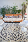BENI OURAIN 10'2"x6'7""Vintage Moroccan Rug. Wool Beni Ourain Carpet. Modern Design.