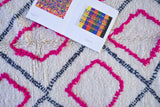 AZILAL. 7'7"x5'Vintage Moroccan Rug. Wool Beni Ourain Carpet. Modern Design.