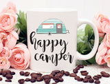 Happy Camper Mug, Camping Gift, Travel Quote Coffee Mug, Mountains are Calling, Camping Mug, Glamping Party, Adventure Mug, Travel Trailer