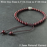 Men's Women Garnet Adjustable Braided Bracelet 925 Sterling Silver Fleur de Lis Bead DiyNotion BR1017