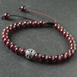 Men's Women Garnet Adjustable Braided Bracelet 925 Sterling Silver Celtic Bead DiyNotion BR1018