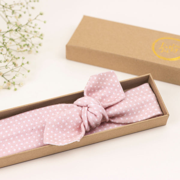 Powder Polkadot Organic Baby Headband/Baby Headband/Baby Gift/Newborn Headband/Headbands/Infant Headband/Baby Headwrap /Baby Bow