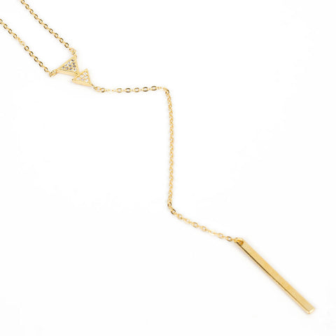 14k Gold Dipped Lariat Y Necklace, Gold Necklace, Minimalist Jewelry, Minimal Bar Lariat Necklace,